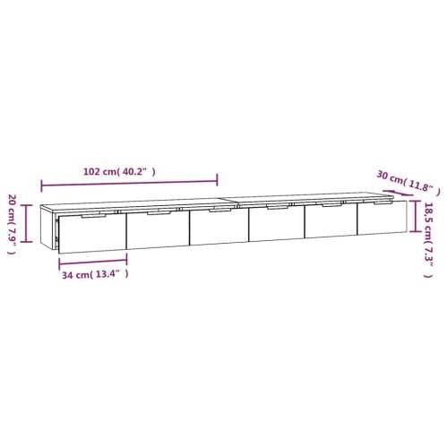 Zidni ormarići 2 kom boja hrasta 102x30x20 cm konstruirano drvo - Sivi hrast sonoma 2 1 Cijena