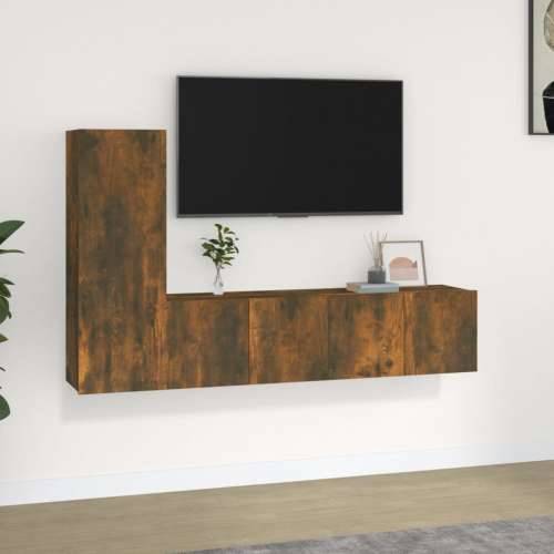 3-dijelni set TV ormarića boja dimljenog hrasta drveni - Dimljeni hrast 3 60 cm Cijena