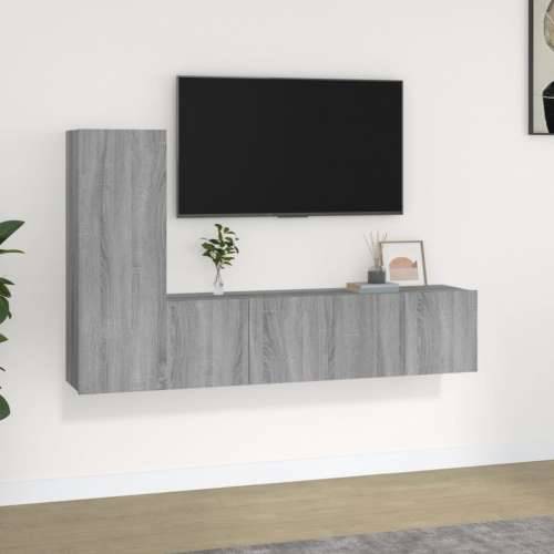 3-dijelni set TV ormarića boja hrasta sonome konstruirano drvo - Sivi hrast sonoma 3 60 cm Cijena