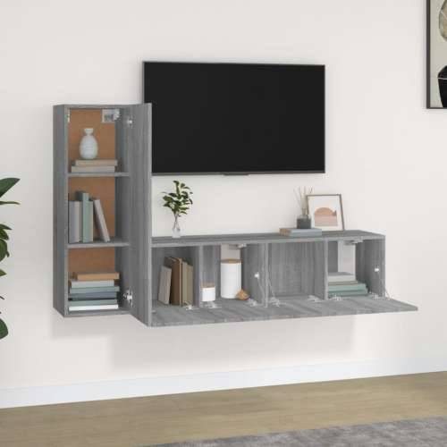 3-dijelni set TV ormarića boja hrasta sonome konstruirano drvo - Sivi hrast sonoma 3 60 cm Cijena
