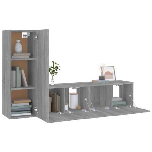 3-dijelni set TV ormarića boja hrasta sonome konstruirano drvo - Sivi hrast sonoma 3 60 cm Cijena