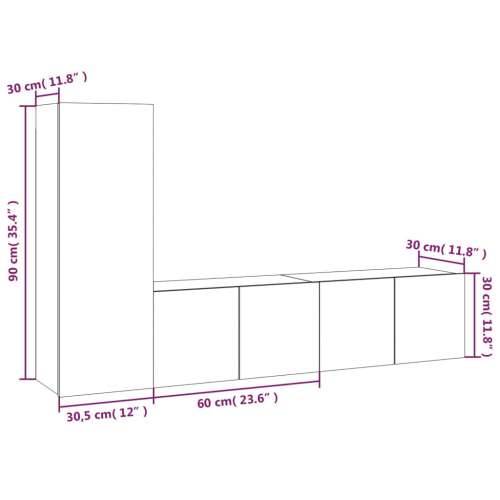 3-dijelni set TV ormarića boja hrasta sonome konstruirano drvo - Sivi hrast sonoma 3 60 cm Cijena