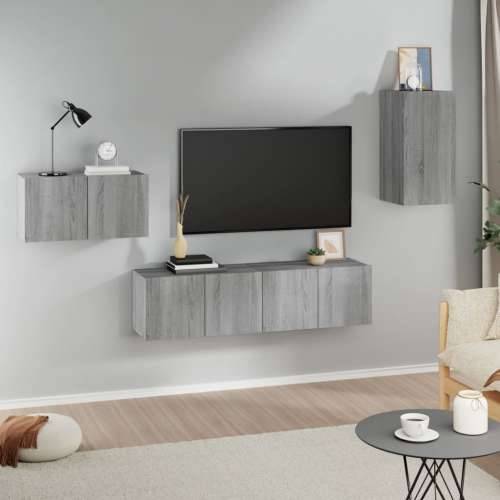 4-dijelni set TV ormarića sivog sonome konstruirano drvo - Sivi hrast sonoma 4 60 cm Cijena