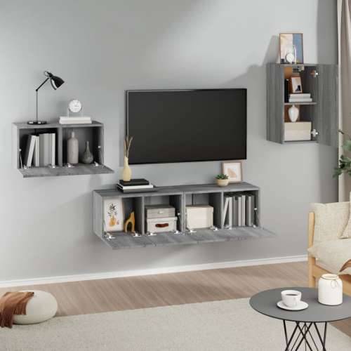 4-dijelni set TV ormarića sivog sonome konstruirano drvo - Sivi hrast sonoma 4 60 cm Cijena