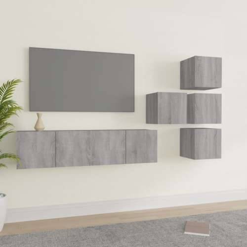6-dijelni set TV ormarića sivog sonome konstruirano drvo - Sivi hrast sonoma 6 60 cm Cijena
