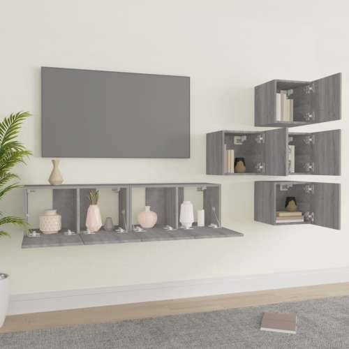 6-dijelni set TV ormarića sivog sonome konstruirano drvo - Sivi hrast sonoma 6 60 cm Cijena