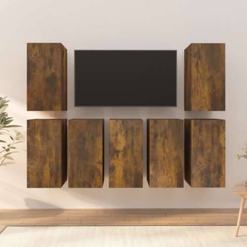 TV ormarići 7 kom dimljeni hrast 30,5x30x60cm konstruirano drvo - Dimljeni hrast 7 Cijena