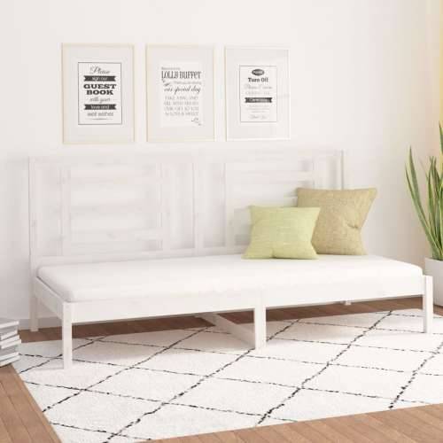 Dnevni krevet bez madraca bijeli 80 x 200 cm masivna borovina - Bijela 80 x 200 cm Cijena