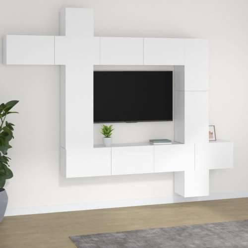 9-dijelni set TV ormarića bijeli od konstruiranog drva - Bijela 1 Cijena
