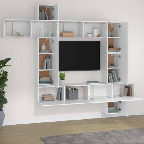 9-dijelni set TV ormarića bijeli od konstruiranog drva - Bijela 1 Cijena