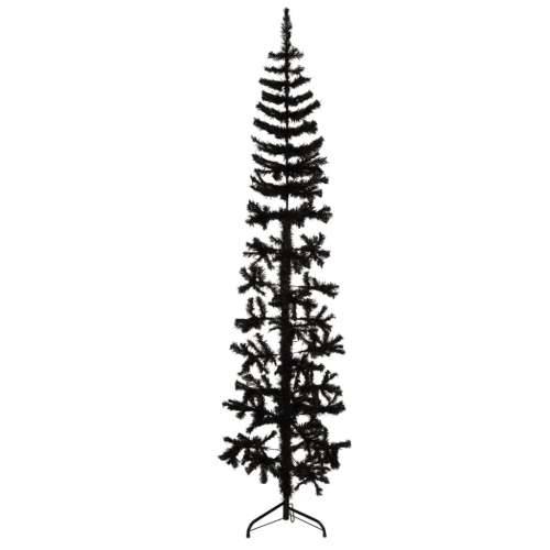 Tanka umjetna polovica božićnog drvca sa stalkom crna 180 cm Cijena