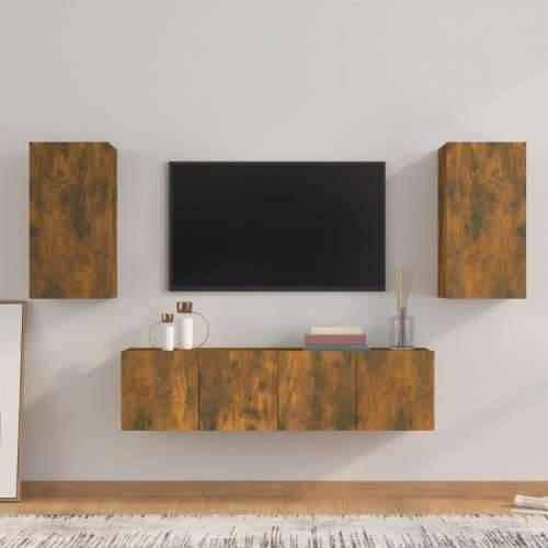 4-dijelni set TV ormarića boja dimljenog hrasta drveni - Dimljeni hrast 4 60 cm Cijena