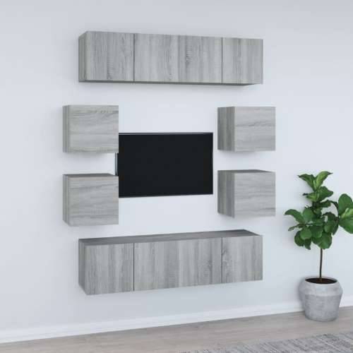 8-dijelni set TV ormarića sivog sonome konstruirano drvo - Sivi hrast sonoma 8 60 cm Cijena
