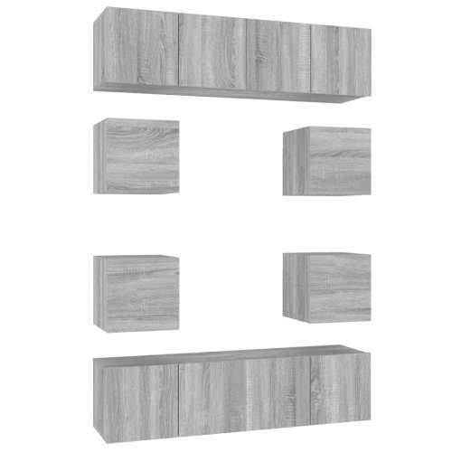 8-dijelni set TV ormarića sivog sonome konstruirano drvo - Sivi hrast sonoma 8 60 cm Cijena