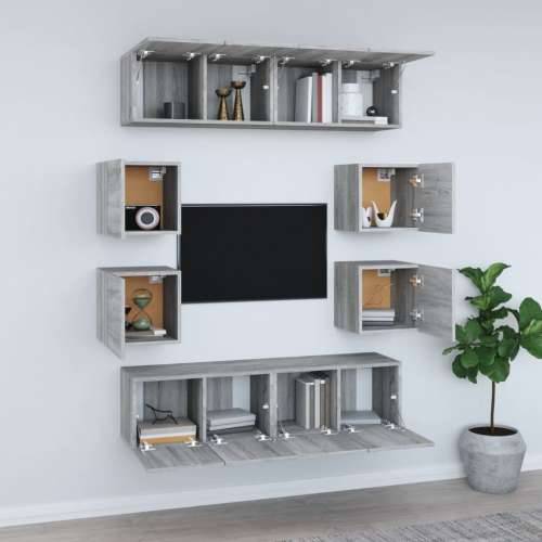8-dijelni set TV ormarića sivog sonome konstruirano drvo - Sivi hrast sonoma 8 60 cm Cijena