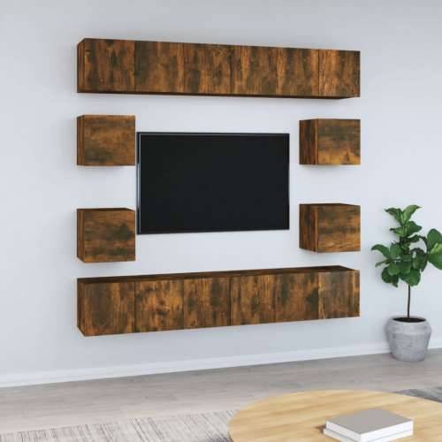 10-dijelni set TV ormarića boja dimljenog hrasta drveni - Dimljeni hrast 10 60 cm Cijena
