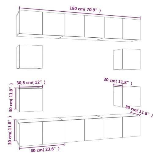 10-dijelni set TV ormarića boja dimljenog hrasta drveni - Dimljeni hrast 10 60 cm Cijena