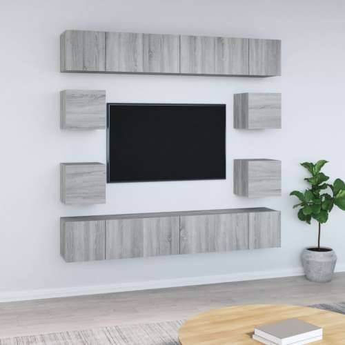 10-dijelni set TV ormarića sivog sonome konstruirano drvo - Sivi hrast sonoma 10 60 cm Cijena