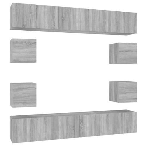 10-dijelni set TV ormarića sivog sonome konstruirano drvo - Sivi hrast sonoma 10 60 cm Cijena
