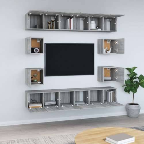 10-dijelni set TV ormarića sivog sonome konstruirano drvo - Sivi hrast sonoma 10 60 cm Cijena