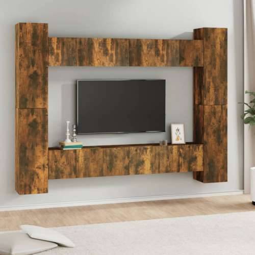10-dijelni set TV ormarića boja dimljenog hrasta drveni - Dimljeni hrast 10 60 cm Cijena
