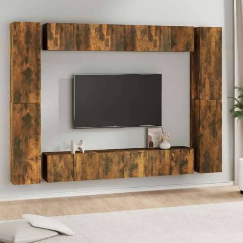 10-dijelni set TV ormarića boja dimljenog hrasta drveni - Dimljeni hrast 10 60 cm Cijena
