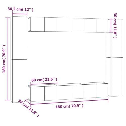 10-dijelni set TV ormarića boja dimljenog hrasta drveni - Dimljeni hrast 10 60 cm Cijena