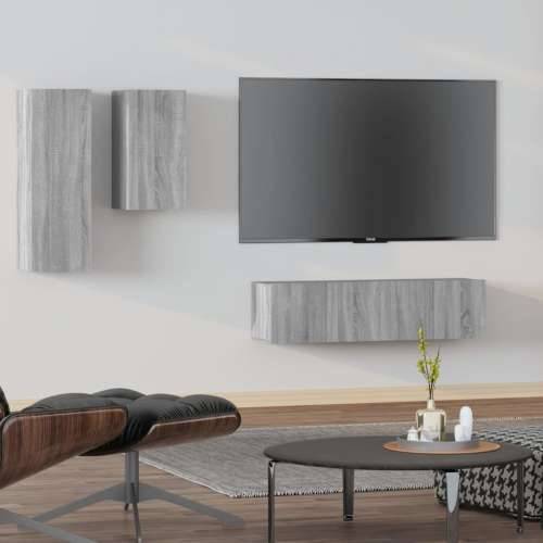4-dijelni set TV ormarića sivog sonome konstruirano drvo - Sivi hrast sonoma 4 60 cm Cijena