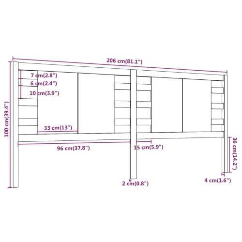 Uzglavlje 206 x 4 x 100 cm od masivne borovine - Prirodna 206 x 100 cm 1 Cijena