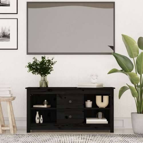 TV ormarić crni 103 x 36,5 x 52 cm od masivne borovine - Crna 1 Cijena