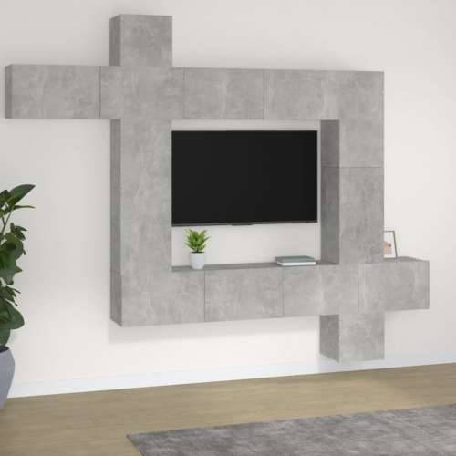 9-dijelni set TV ormarića siva boja betona konstruirano drvo - Beton siva 1 Cijena