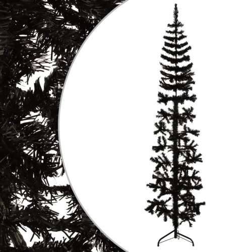 Tanka umjetna polovica božićnog drvca sa stalkom crna 240 cm Cijena