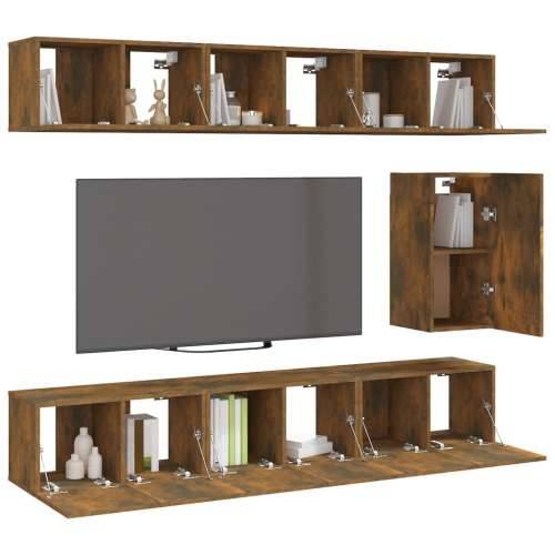 7-dijelni set TV ormarića boja dimljenog hrasta drveni - Dimljeni hrast 7 60 cm Cijena