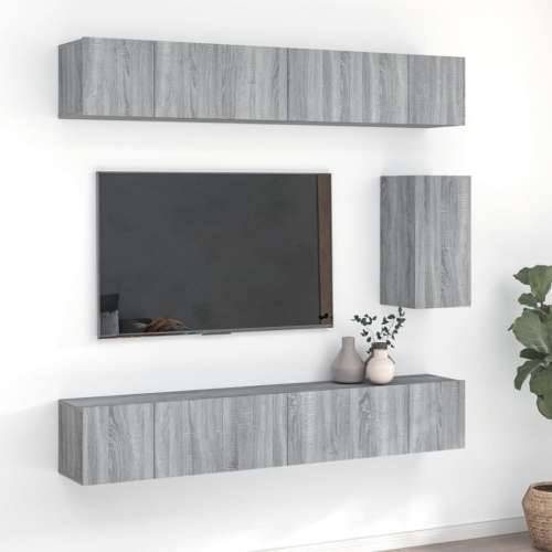7-dijelni set TV ormarića sivog sonome konstruirano drvo - Sivi hrast sonoma 7 60 cm Cijena