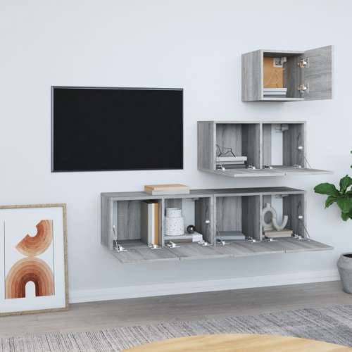 4-dijelni set TV ormarića sivog sonome konstruirano drvo - Sivi hrast sonoma 4 60 cm Cijena