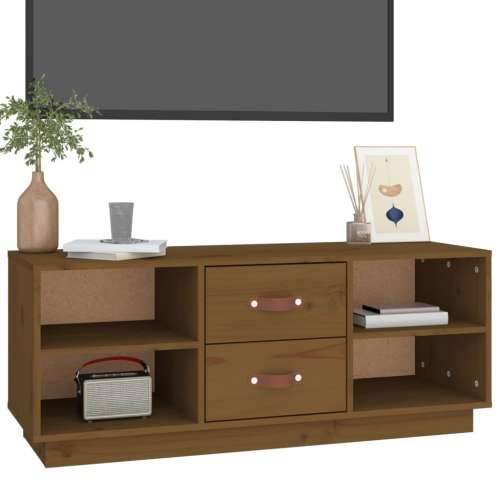 TV ormarić smeđa boja meda 100 x 34 x 40 cm od masivne borovine - boja meda 1 Cijena