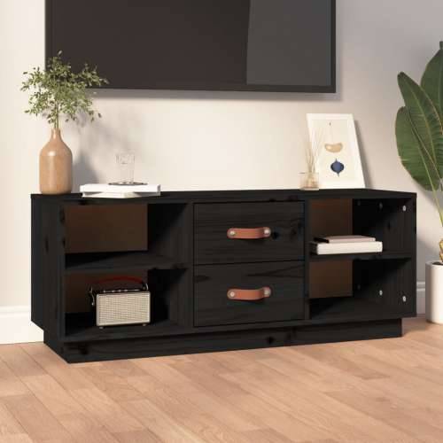 TV ormarić crni 100x34x40 cm od masivne borovine - Crna 1 Cijena