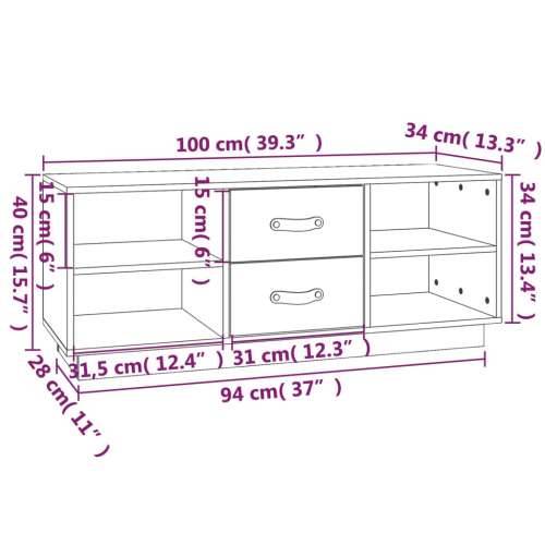 TV ormarić crni 100x34x40 cm od masivne borovine - Crna 1 Cijena