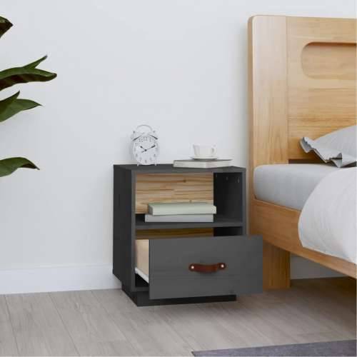 Noćni ormarić sivi 40 x 34 x 45 cm od masivne borovine - Siva 1 Cijena
