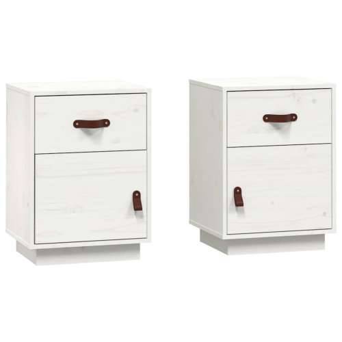 Noćni ormarići 2 kom bijeli 40 x 34 x 55 cm od masivne borovine - Bijela 2 Cijena