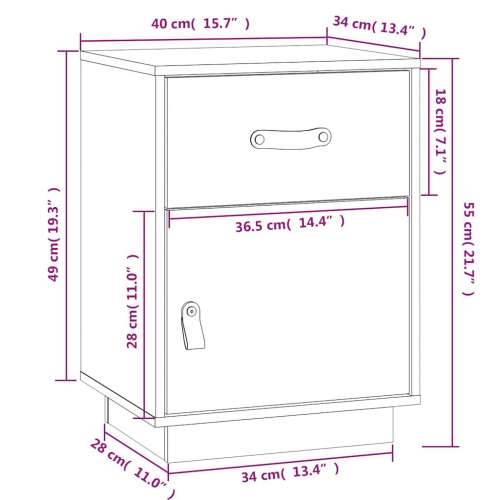 Noćni ormarići 2 kom bijeli 40 x 34 x 55 cm od masivne borovine - Bijela 2 Cijena