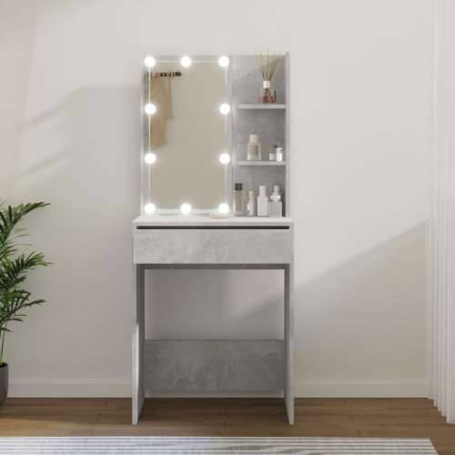 Toaletni stolić s LED svjetlima siva boja betona 60x40x140 cm Cijena