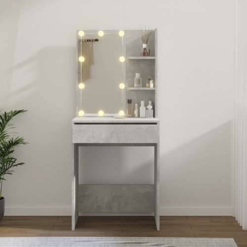 Toaletni stolić s LED svjetlima siva boja betona 60x40x140 cm Cijena
