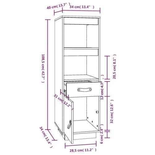 Visoka komoda 34 x 40 x 108,5 cm od masivne borovine - Prirodna 1 Cijena