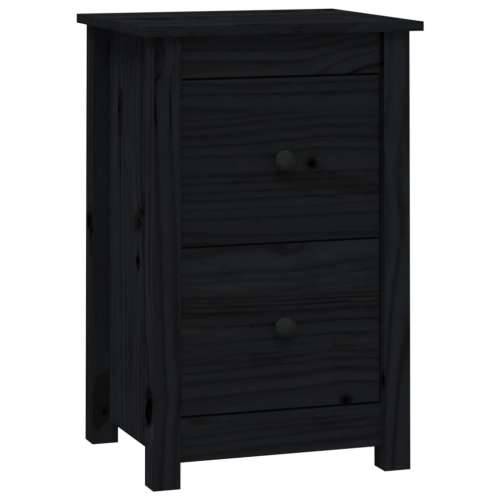 Noćni ormarić crni 40 x 35 x 61,5 cm od masivne borovine - Crna 1 Cijena