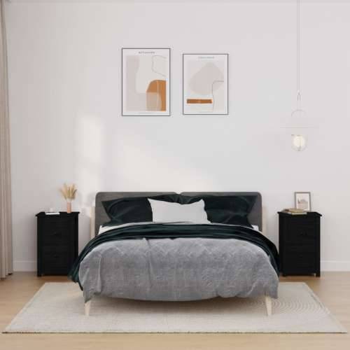 Noćni ormarići 2 kom Crno 40x35x61,5 cm od masivne borovine - Crna 2 Cijena