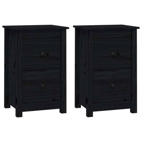 Noćni ormarići 2 kom Crno 40x35x61,5 cm od masivne borovine - Crna 2 Cijena