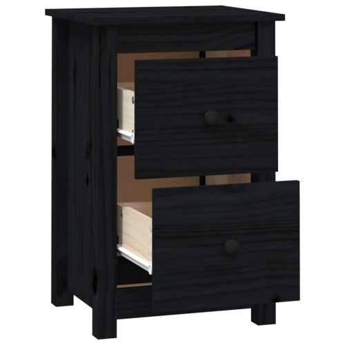 Noćni ormarići 2 kom Crno 40x35x61,5 cm od masivne borovine - Crna 2 Cijena