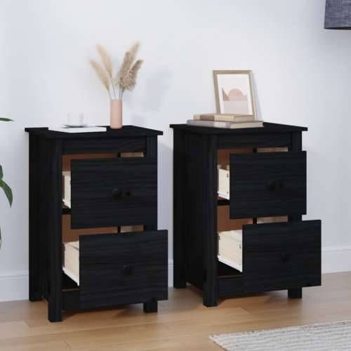 Noćni ormarići 2 kom Crno 40x35x61,5 cm od masivne borovine - Crna 2 Cijena