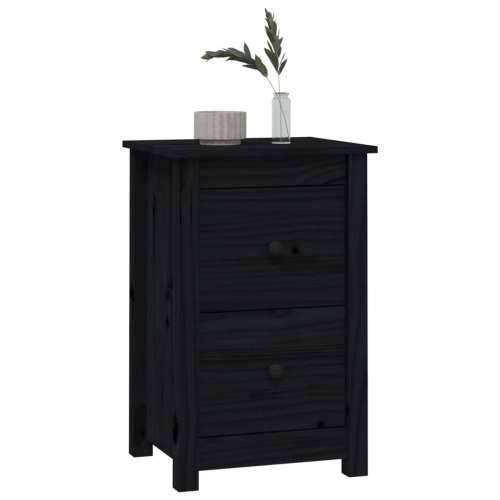 Noćni ormarići 2 kom Crno 40x35x61,5 cm od masivne borovine - Crna 2 Cijena
